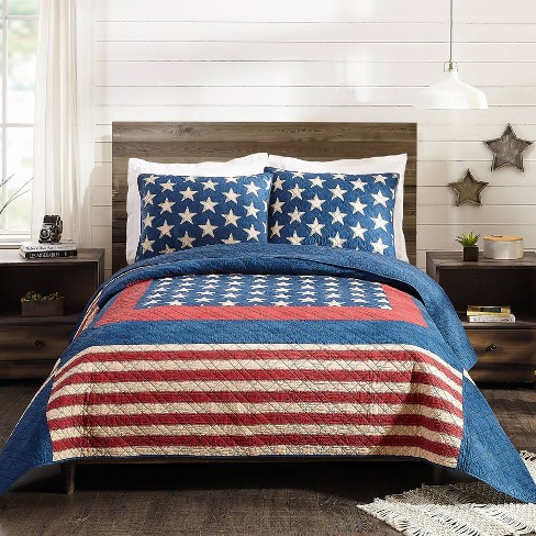 Modern Heirloom Americana Patch Quilt, Americana Bedding Twin