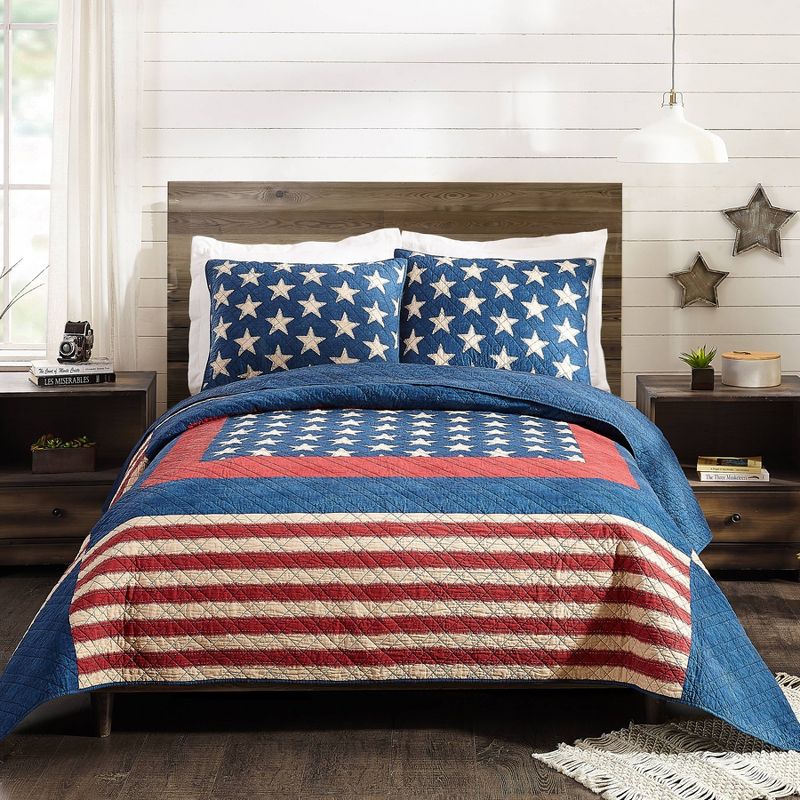 3pc Americana Patch Quilt Set Blue/Red - Modern Heirloom, 1 of 11