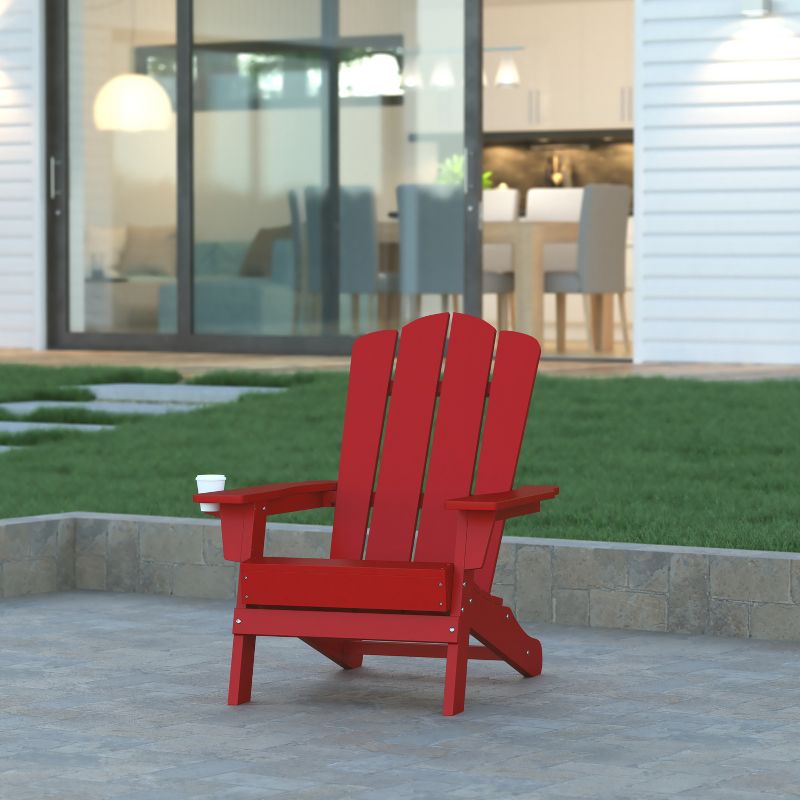 Emma and Oliver Adirondack Chair with Cup Holder, Weather Resistant HDPE Adirondack Chair, 2 of 12