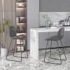 Set of 2 Counter Height Bar Stools Bar Chairs Pub Kitchen Stools Armless Chairs with High-Density Sponge, PU Leather, Brown/Gray-ModernLuxe - 2 of 4