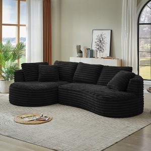 120.9" Oversized Chenille Tufted Curved L-Shaped Modular Sectional Sofa with Left Arm Chaise Lounge, No Assembly Required - 1 of 4