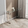 Stainless Steel & Glass Console Table, Modern Minimalist Side Table with Transparent Top, Silver Metal Frame - 4 of 4