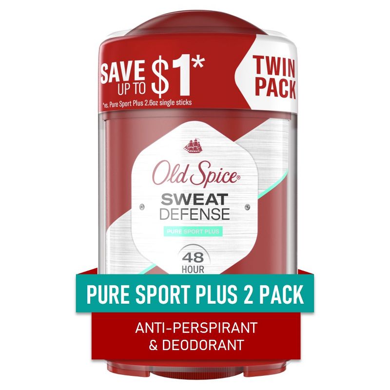 Old Spice Hardest Working Collection Sweat Defense Antiperspirant &#38; Deodorant Pure Sport Plus Twin Pack - 2.6oz, 1 of 10