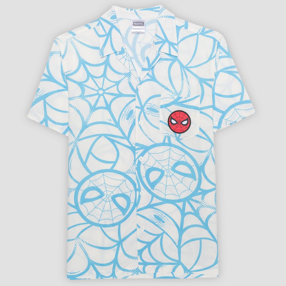 Men's Marvel Spider-Man AOP Button-Up Shirt - White M