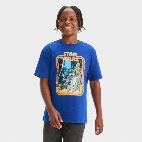 Blue - Sleeve Target Star Boys\' Wars T-shirt : Class™ Short Graphic Art