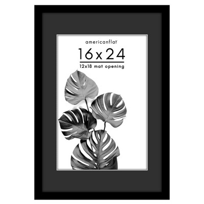 Americanflat Black Poster Frame with Black Mat - Engineered Wood Picture Frame with Plexiglass Front Cover