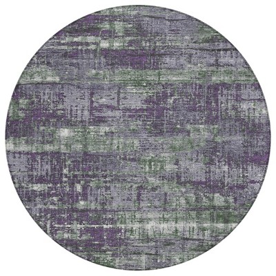 Purple And Green Geometric Washable Indoor Outdoor Area Rug