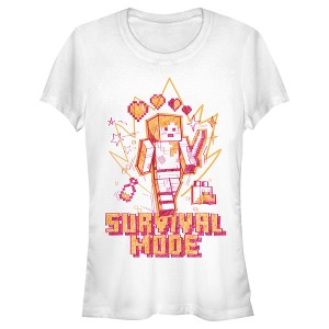 Juniors Womens Minecraft Survival Mode Sketch T-Shirt - 1 of 4