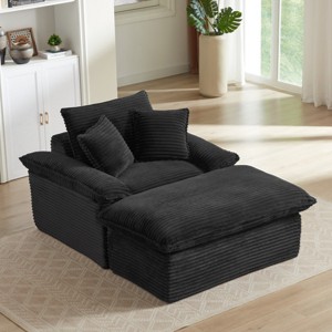 Dolonm Single Large-sized Sofa with Foot Pedals, Multi Part Activity Design, Corduroy Fabric, Removable and Washable,Black - 1 of 4