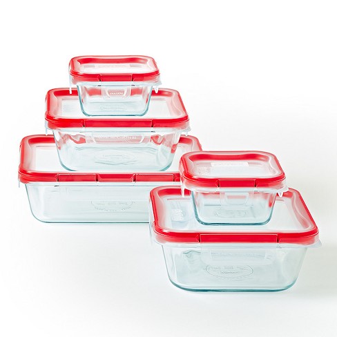 Pyrex 10-Piece Ultimate Food Storage Set, White/Clear