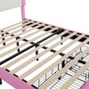 Kumasinova Twin/Full Bed Frame with Crown Headboard,Princess Platform Bed with LED Lights,Twin/Full Size Bed Frame with Storage Drawer,Pink+White - 3 of 4