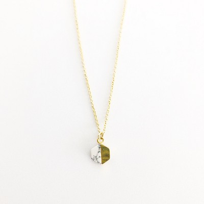 Sanctuary Project by sanctuaire Semi Precious White Howlite Geo Charm Necklace Gold