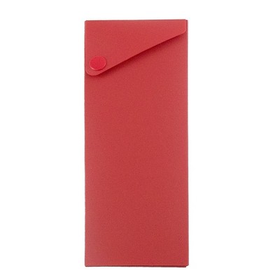JAM Paper Plastic Sliding Pencil Case Box with Button Snap Red 2166513299