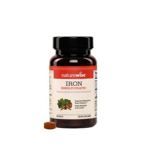 NatureWise Vegan Iron Supplement for Women & Men - Coated Iron Bisglycinate Tablets + Vitamin C, Methyl B12, Folate & Organic Food Blend - 1 of 4