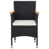 vidaXL Rattan Dining Chairs 2 Pcs, Patio Rattan Dining Chair with Cushion, Outdoor Wicker Dining Chair - 3 of 4