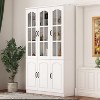 Famapy Modular Storage Cabinet Elegant White Pantry Bookshelf Multifunctional Tempered Glass Cabinet - 3 of 4