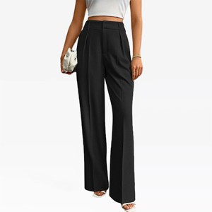 Womens Wide Leg Pants 2025 High Waisted Stretch Fit Forward Pleated Center Creased Pants Business Casual Trousers Office Work Pants - 1 of 4