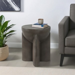 End Table, Side Table, or Small Night Stand for Home Decor - Contemporary Concrete Bedside Table with Sculpted Base for Small Spaces - 19" Gray - 1 of 4