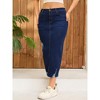 INSPIRE CHIC Women's Ripped Raw Hem High Waisted Stretch Midi Denim Skirt - 2 of 4