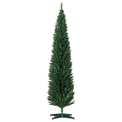 NAYSAYE 8ft Artificial Christmas Tree Pencil Xmas Tree with 618 PVC Branch Tips for Indoor Holiday Home Office, Green, 21.75"*21.75"*94.5"