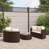 vidaXL Patio Sofa Set with Cushions Lounge Setting Outdoor 5 Piece Poly Rattan - Brown and Cream - 2 of 4