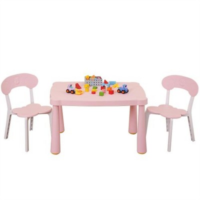 SKRAN 3-Piece Children's Multi-Functional Activity Table Set, Plastic Toddler Table and Chair Set for Reading,Preschool,Drawing, Playroom