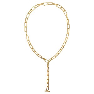 Adornia Tarnish Resistant 14k Gold Plated Paper Clip Chain Y-Necklace with Lobster Lock - 1 of 3