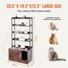 VEVOR Cat Litter Box Enclosure, Hidden Litter Box Furniture with 4 Storage Shelves, Wooden Cat Washroom Indoor, 33.5"L x 19.3"W x 72.3"H, Dark Brown - 4 of 4