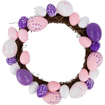 Northlight 10" Pastel Pink, Purple and White Easter Egg Spring Wreath