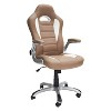 Vynxaria Techni Mobili High Back Executive Sport Race Office Chair with Flip-Up Arms, Camel - 4 of 4