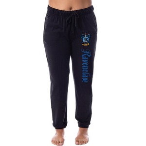 Harry Potter Womens' Ravenclaw House Crest Sleep Jogger Pajama Pants Black - 1 of 3
