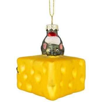Northlight 3.25" Mouse with Cheese Glass Christmas Ornament