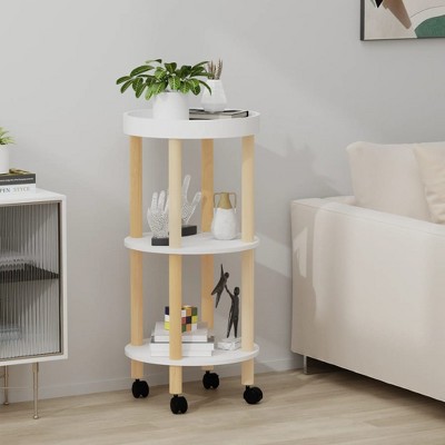 vidaXL 3-tier Trolley White 15 in.x15 in.x32.3 in. Engineered Wood&Solid Wood Pine
