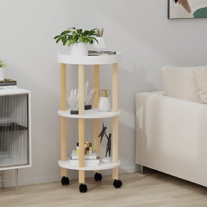 vidaXL 3-tier Trolley White 15 in.x15 in.x32.3 in. Engineered Wood&Solid Wood Pine - 1 of 4
