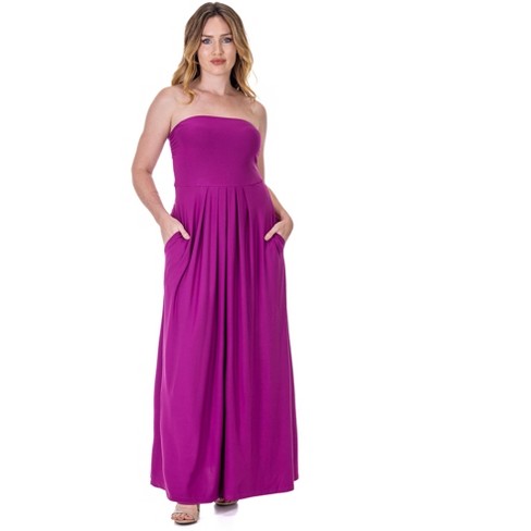 Strapless maxi orders dress with pockets