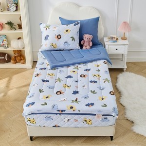 Bestier Kids Twin Zipper Bedding Set – All-Season Lightweight Sorona Zipper Comforter with Fitted Sheet and 2 Pillowcases - 1 of 4