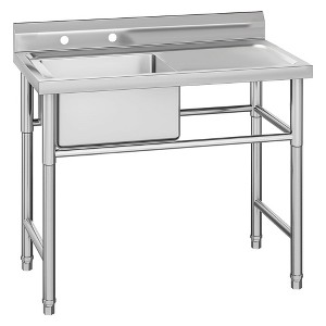 Stainless Steel Sink, Commercial Kitchen Prep & Utility Sink Free Standing Restaurant Laundry Garage Bar Workshop - 1 of 4
