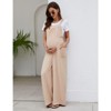 Coolmee Women Casual Maternity Square Neck Sleeveless Straps Wide Leg Long Jumpsuit With Pockets Beach Vacation Outfits - 2 of 4