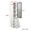 INFURNIC Decorative Storage Cabinets Elegant White Storage Cabinet with 3 Drawers and Glass Doors for Living Room, White, 15.75"*15.75"*70.87" - 4 of 4