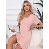 INSPIRE CHIC Women's Nightgowns Lace Trim Round Neck Short Sleeve Sleepwear Night Shirts Soft Sleep Pajama Dress - 3 of 4