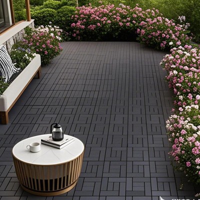 Chic Crate-ZZ Style Interlocking Deck Tiles – 44Pcs DIY Modular | Indoor/Outdoor | Quick Install | Dark Gray