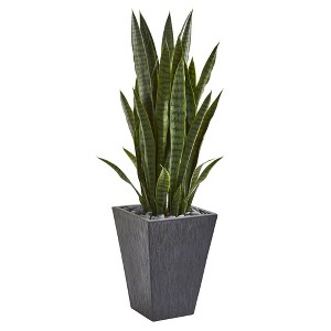 Nearly Natural 45-in Artificial Sansevieria Snake Plant in Slate Planter - 1 of 1
