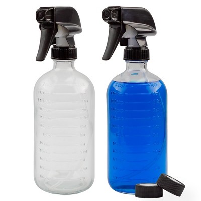 Cornucopia Brands 16oz Clear Glass Spray Bottles w/ Measurements 2pk; Graduated Marking Sprayer Bottle