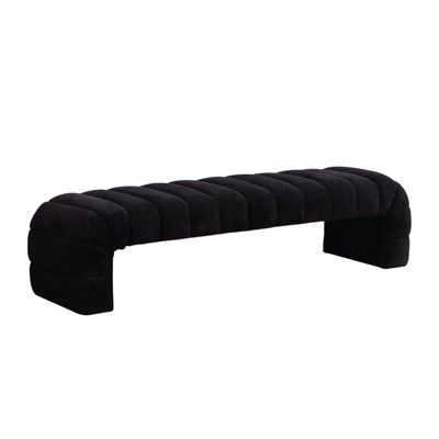 DSVIMOY Modern Upholstered Armless Bed Bench, Daybed Chaise, Ottoman Foot Stool for Living Room and Bedroom, Entryway, Black, 69.7"*20.5"*17.3"