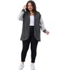 Agnes Orinda Women's Plus Size Hooded Open Front Color Block Long Sleeve Casual Jacket with Pockets - 3 of 4