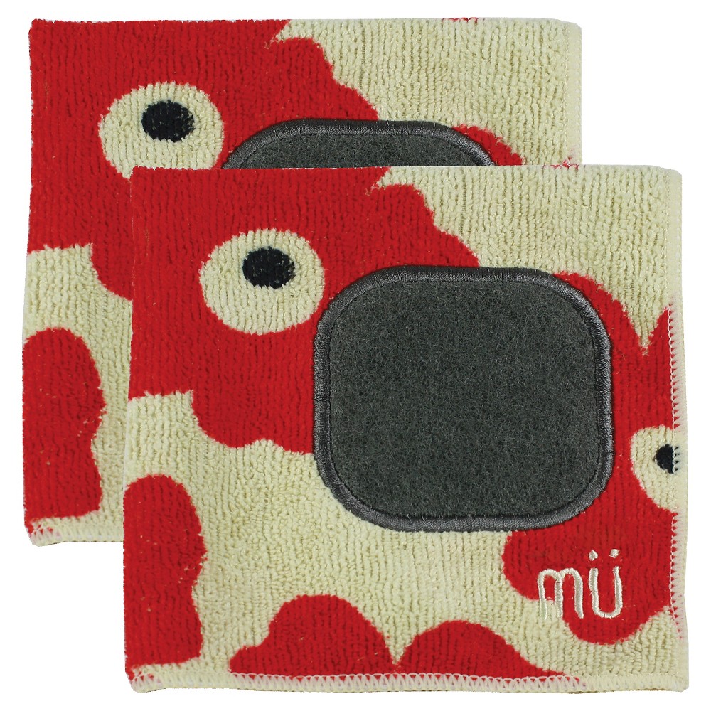 2pk Microfiber Dish Cloths with Scrubber Poppy Red - MU Kitchen: Kitchen Towels, Floral Pattern, Machine Washable