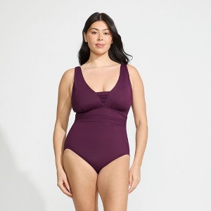 Lands' End Women's SlenderSuit Grecian Tummy Control Chlorine Resistant One Piece Swimsuit - 1 of 4