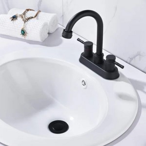 LunaLulink Matte Black Stainless Steel Bathroom Sink Faucet 3 Holes, 2 Handles Water Supply Hose with Overflow - 1 of 4