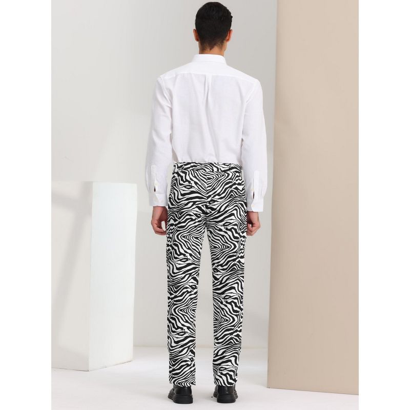 Lars Amadeus Men's Flat Front Party Prom Animal Printed Pants, 5 of 7