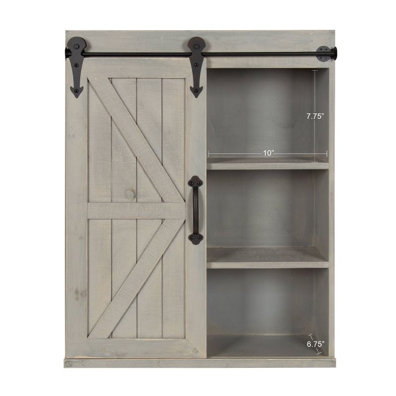 Decorative Wood Wall Storage Cabinet with Sliding Barn Door Rustic Gray - Kate &#38; Laurel All Things Decor, 1 of 11